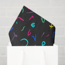 Papel De Seda Marcas Neon Brilhantes no Preto