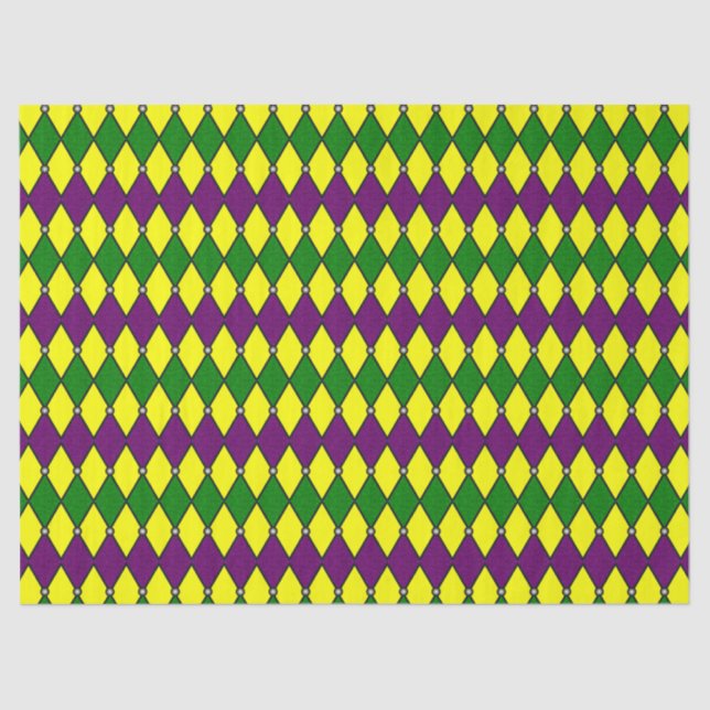 Papel De Seda Mardi Gras Harlequin Diamond Pattern (Frente )