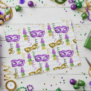 Papel De Seda Mardi Gras Máscara Verde Roxo Dourado Amarelo