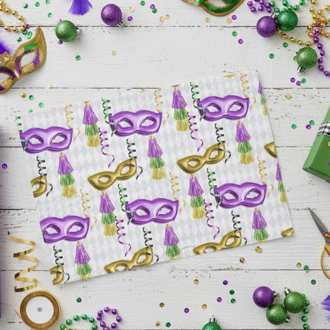 Papel De Seda Mardi Gras Máscara Verde Roxo Dourado Amarelo (Criador carregado)