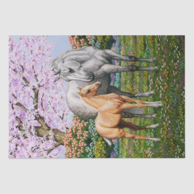 Papel De Seda Mare Palomino Foal, Cinza de ananás (Frente )