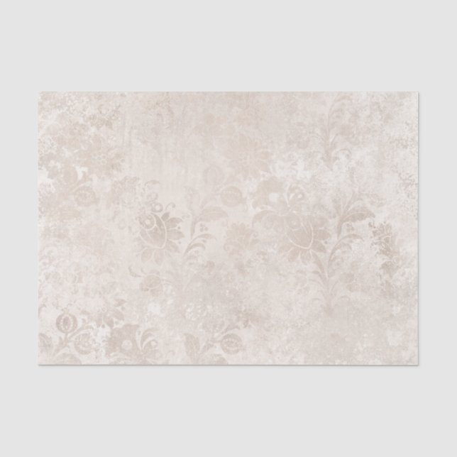 Papel De Seda Marfim e Branco Damask Vintage (Frente )