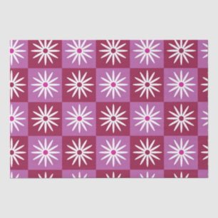 Papel De Seda Margarida branca em xadrez vermelho e rosa
