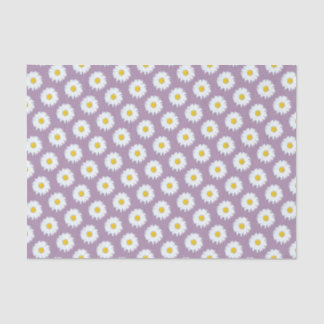 Papel De Seda Margarida Branca Simples no Padrão Roxo