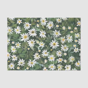 Papel De Seda Margaridas Brancas Ditsy Pastel Boho 70s Floral Vi