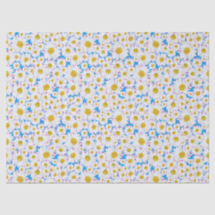 Papel De Seda Margaridas brancas Ditzy no fundo dos azul-céu