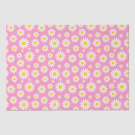 Papel De Seda Margaridas Brancas Lindas de Primavera em Rosa