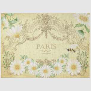 Papel De Seda Margaridas de Paris Abelha Amarela Decoupage Artes