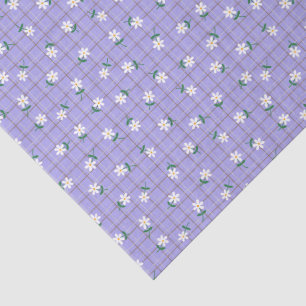 Papel De Seda Margaridas em Xadrez Roxo (grande escala)