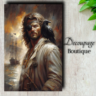 Papel De Seda Marinheiro com Decoupage de Corvo