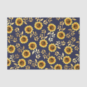 Papel De Seda Marinho Amarelo sunny Dourado Girassóis Girassóis