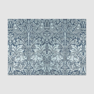 Papel De Seda Marinho Azul Coelho Branco William Morris