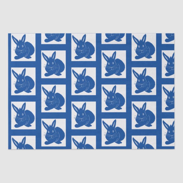 Papel De Seda Marinho Blue Bunnies (Frente )