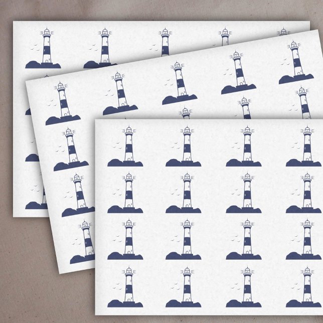 Papel De Seda Marinho de farol azul (Lighthouse Navy Blue Tissue Paper)