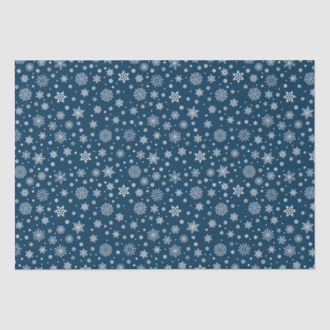 Papel De Seda Marinho de floco de neve branco de inverno azul (Frente )