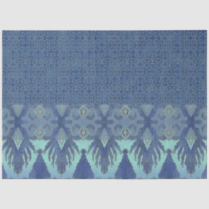 Papel De Seda Marinho de padrão tribal IKAT - Turquoise Blue Dec
