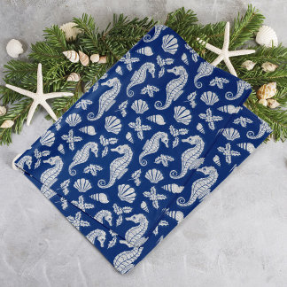 Papel De Seda Marinho de relva de natal costeira azul