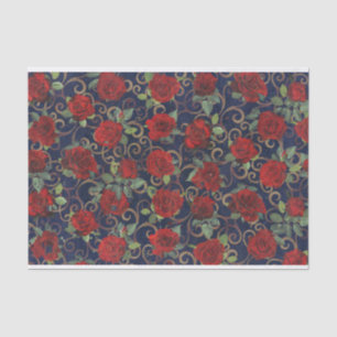 Papel De Seda Marinho de Rosa vermelha moderna legal Trippy Dama