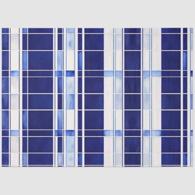 Papel De Seda Marinho de Verão Blue Boat Modern Strips Coleção (Frente )