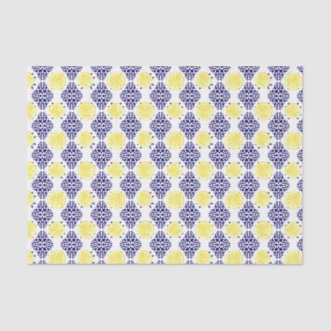 Papel De Seda Marinho e Cor damasco branca de limão (Frente )