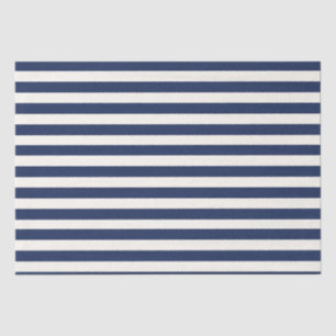 Papel De Seda Marinho Elegante Mínimo - Bandas brancas azuis
