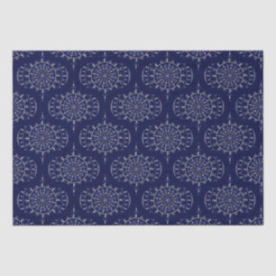 Papel De Seda Marinho Escandinavo Ditsy Winter & Ogee Dourado Re
