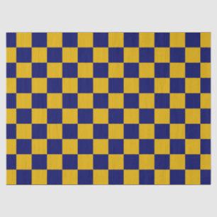 Papel De Seda Marinho Escuro e Quadro de Verificação Amarelo de 