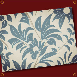 Papel De Seda Marinho Vintage Blue Retro Meio século Bold Floral