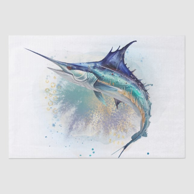 Papel De Seda Marlin Fish Watercolor (Frente )