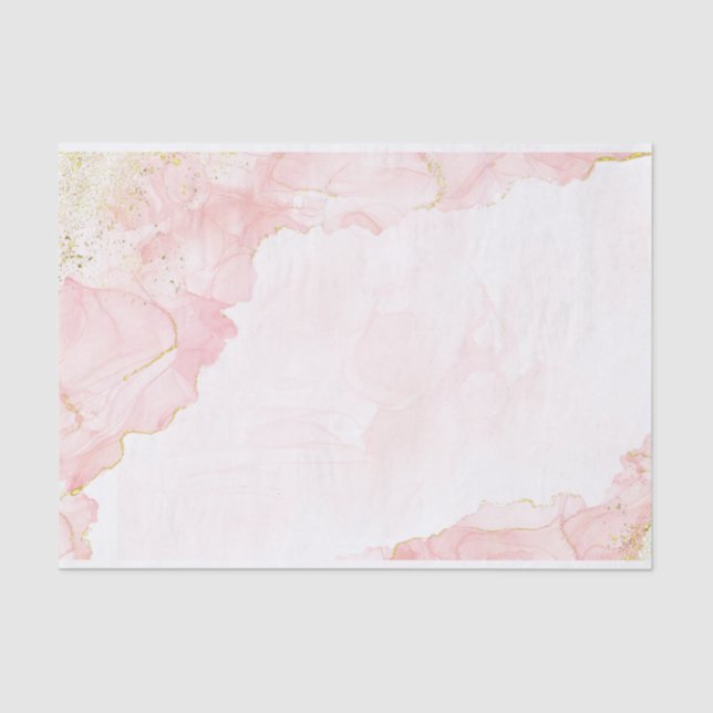 Papel De Seda Mármaco brilhante Dourado cor-de-rosa Elegante (Frente )