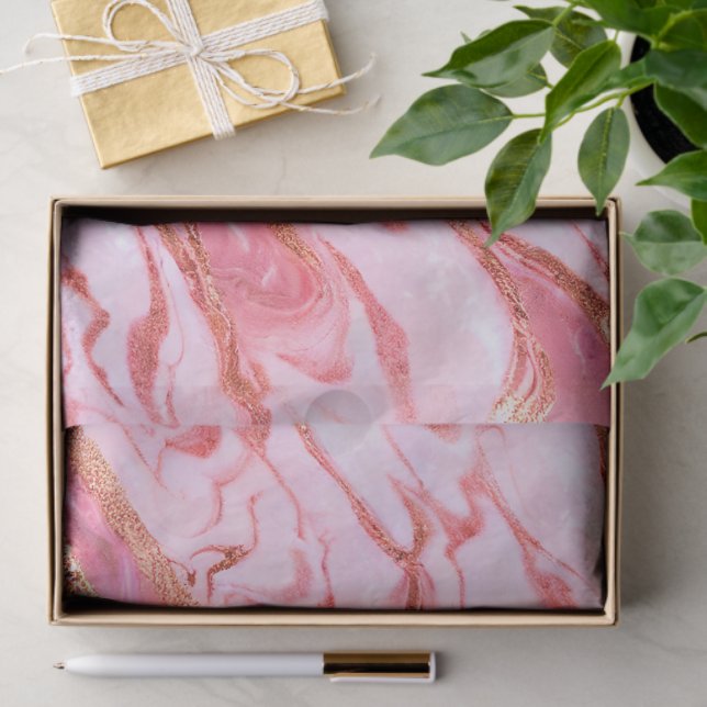 Papel De Seda Mármaco de folha rosa e ouro (Presente)