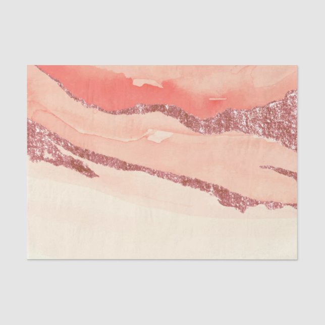 Papel De Seda Mármaco Dourado e Lítio rosa (Frente )