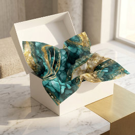 Papel De Seda Mármore Abstrato de Geodo de Ágata Dourada Azul Tu