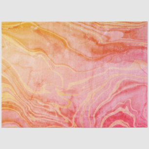 Papel De Seda Mármore Abstrato Laranja Vermelho