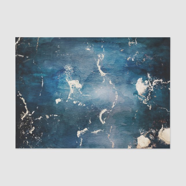 Papel De Seda Mármore azul e Dourado elegante (Frente )