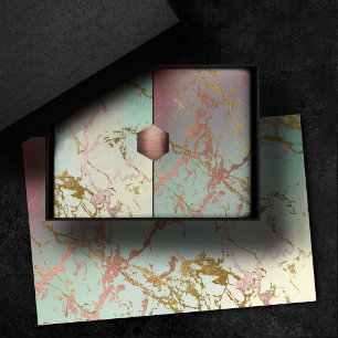 Papel De Seda Mármore Bege Elegante   Rosa Dourado Salvia Menta 