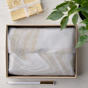 Papel De Seda Mármore branco moderno chic com brilho dourado