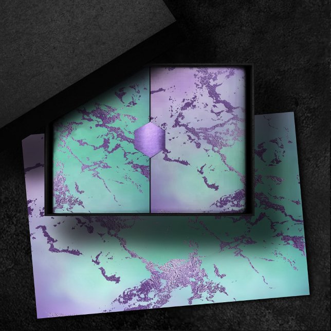 Papel De Seda Mármore Chic | Lavanda Roxo e Verde Musgo (Criador carregado)