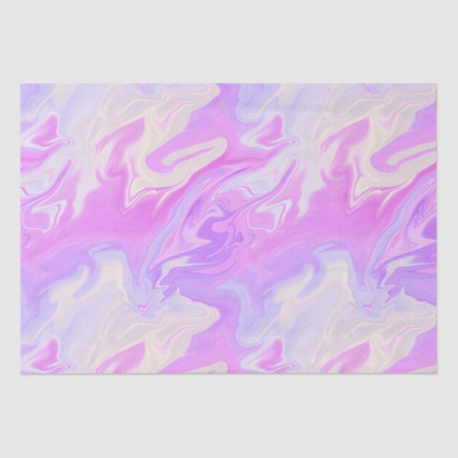 Papel De Seda Mármore com Gradiente Iridescente Roxo e Rosa  (Frente )