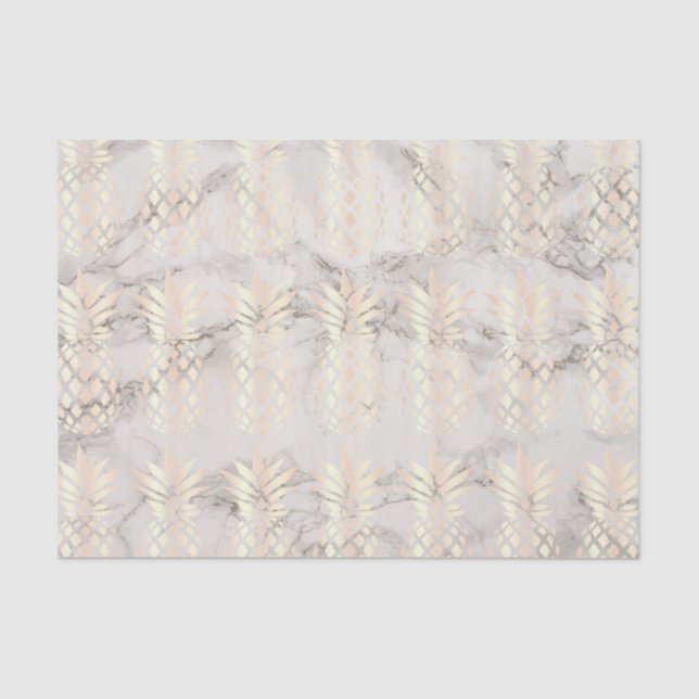 Papel De Seda Mármore de abacaxi de ouro rosa de cobre de pintin (Frente )