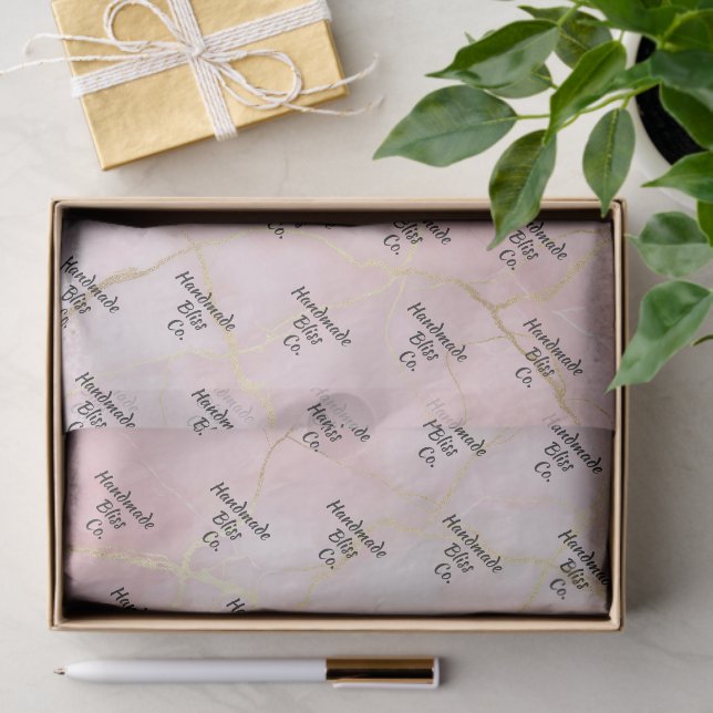 Papel De Seda Mármore Dourado de Pêssego Suave (Presente)