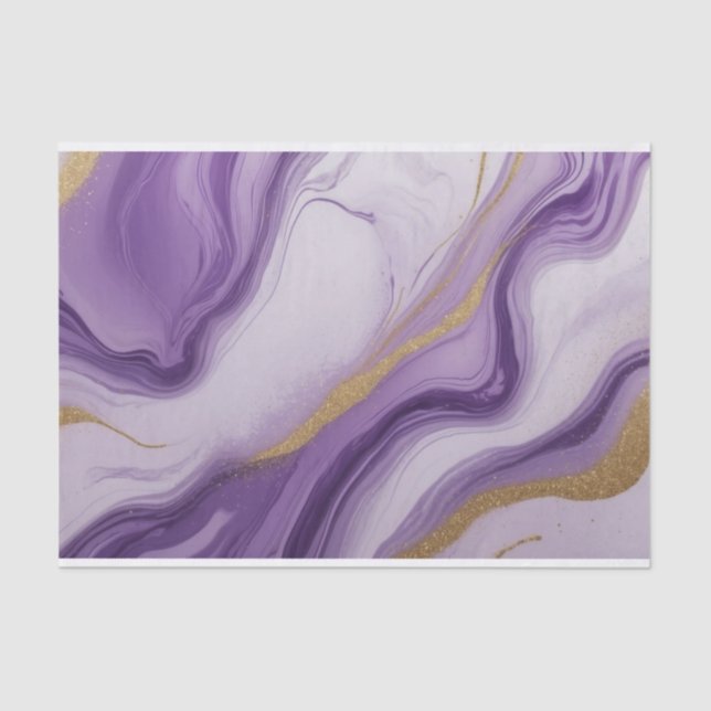 Papel De Seda Mármore Dourado, Roxo, abstrato (Frente )