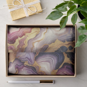 Papel De Seda Mármore Dourado Roxo Rosa Escuro