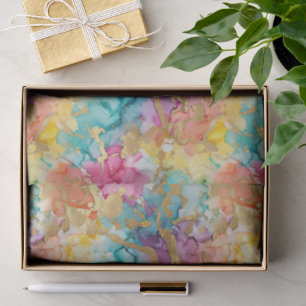 Papel De Seda Mármore Dourado Turquesa Água Rosa Roxo