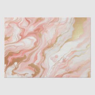Papel De Seda Mármore em Folha de Ouro Rosa e Rosa Elegante