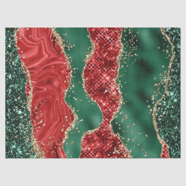 Papel De Seda Mármore Natal Vermelho, Verde e Dourado Agata Bril (Frente )