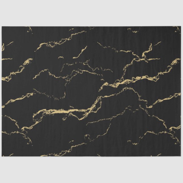 Papel De Seda Mármore Negro e Dourado (Frente )
