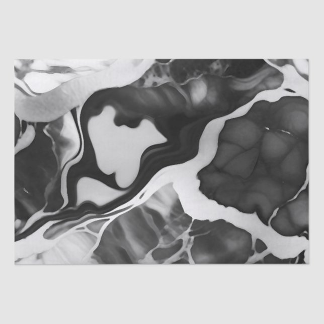 Papel De Seda Mármore preto e branco (Frente )