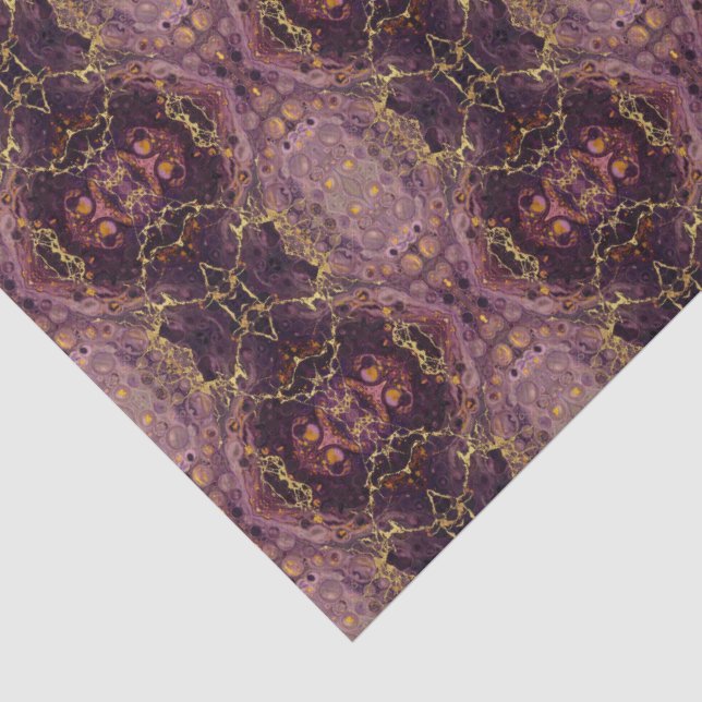 Papel De Seda Mármore Roxo e Dourado de Ameixa  (Detalhes)