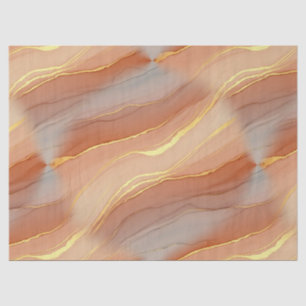 Papel De Seda Mármore Veia Dourada Terracota - Luxo Quente (5)  